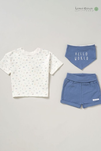Homegrown Blue 3 Piece T-Shirt Shorts And Reversible Bib Set (B50183) | £20