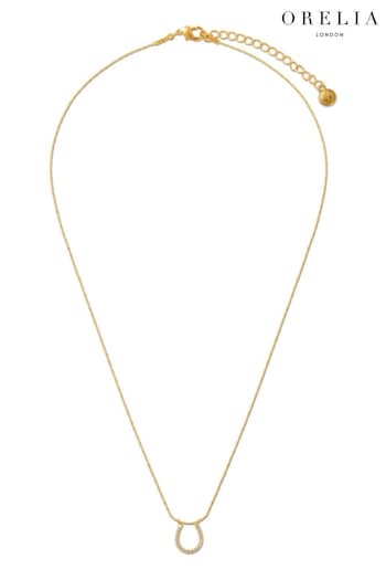 Orelia London Gold Tone Lucky Horseshoe Pave Necklace (B50184) | £25
