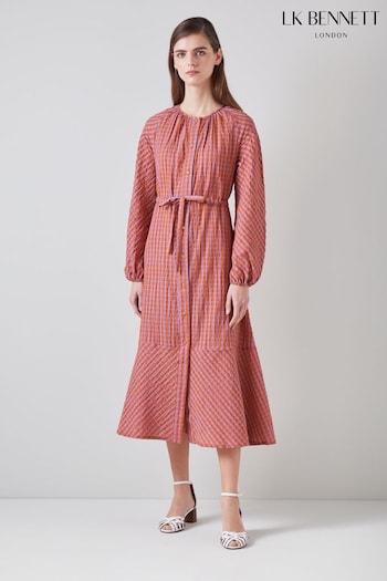LK Bennett Sophie Gingham Cotton Blend Dress (B50203) | £279