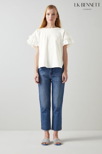 LK Bennett Allie Cotton White T-Shirt (B50345) | £79