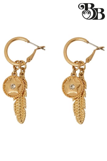 Bibi Bijoux Gold Tone Celestial Feather Interchangeable Hoop Earrings (B50395) | £20