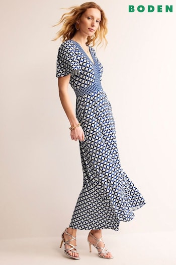Boden Cream Flutter Jersey Maxi love Dress (B50433) | £110