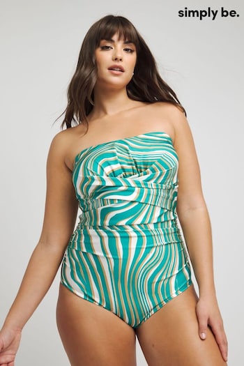 Simply Be Green Magisculpt Bandeau Swimsuit (B50444) | £48
