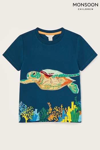 Monsoon Blue Turtle Appliqué T-Shirt (B50568) | £16 - £19