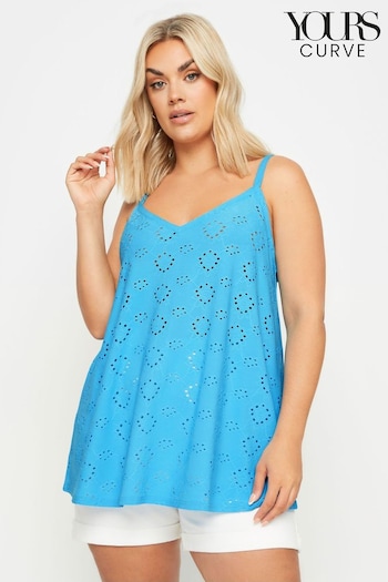 Yours Curve Blue Broderie Cami (B50621) | £19