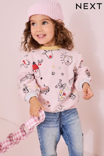 Pale Pink Christmas Sweatshirt (3mths-7yrs) (B50638) | £10 - £12