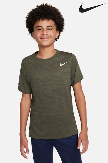 Nike Dark Khaki Green Dri-FIT Miler Training T-Shirt (B50763) | £23