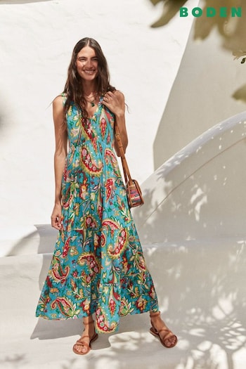 Boden Blue Sylvia Jersey Maxi Tier love Dress (B50881) | £98