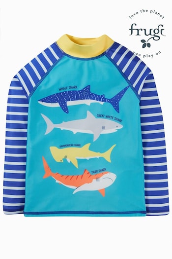 Frugi Yellow Shark Print Sunsafe Rash Vest (B51025) | £23 - £25
