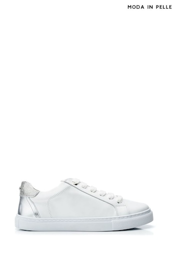 Moda in Pelle Braidie Slim Sole Lace Up White Trainers (B51078) | £119