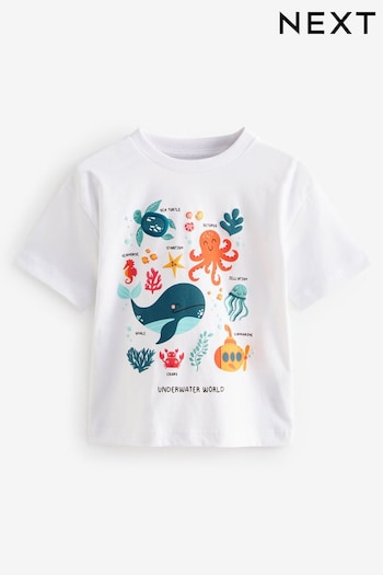 White Sea Animals Short Sleeve Character T-Shirt (3mths-7yrs) (B51109) | £6 - £8