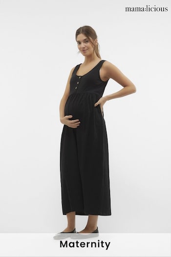 Mamalicious Black Maternity Button Front Maxi Dress Brac With Nursing Function (B51134) | £28