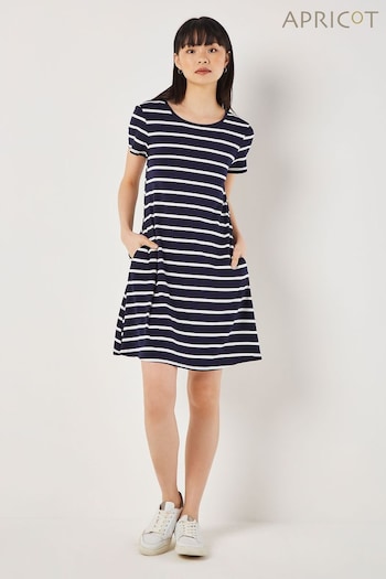 Apricot Blue Stripe Jersey Swing Dress (B51200) | £30