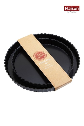 Maison by Premier Black From Scratch Set Of Two Fluted Flan Dishes (B51261) | £30