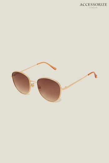 Accessorize Gold Groove Edge Aviator Sunglasses (B51306) | £17