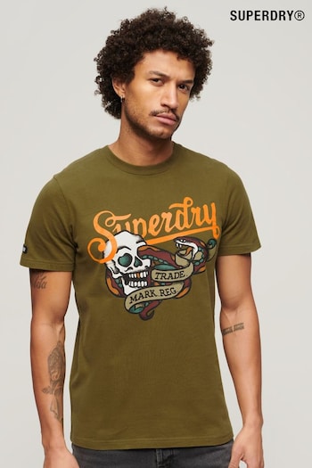 Superdry Green Tattoo Script T-Shirt (B51313) | £30