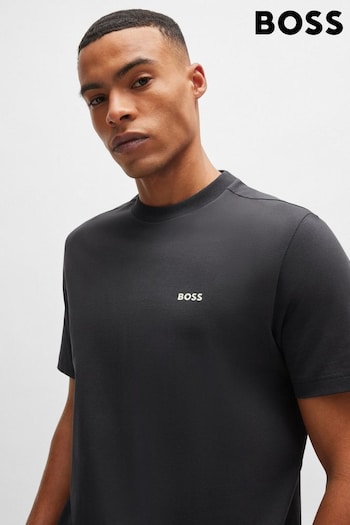 BOSS Grey Stretch-Cotton Regular-Fit T-Shirt With Contrast Logo (B51337) | £45