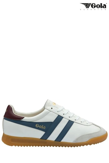 Gola White/Moonlight/Burgundy Mens Torpedo Leather Lace-Up Trainers (B51410) | £90