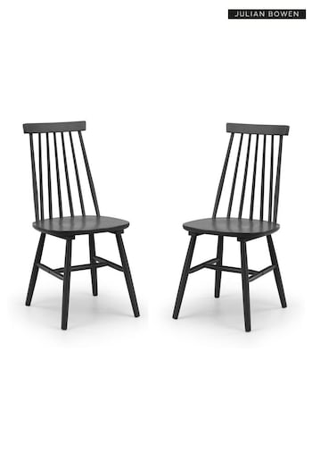 Julian Bowen Set of 2 Black Alassio Spindle Back Dining Chairs (B51439) | £170
