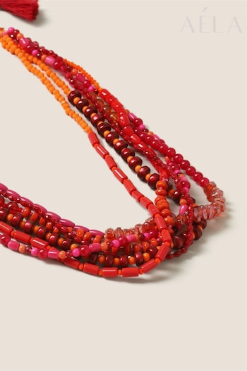 Aela Red Multi Collar Bead Necklace (B51480) | £28
