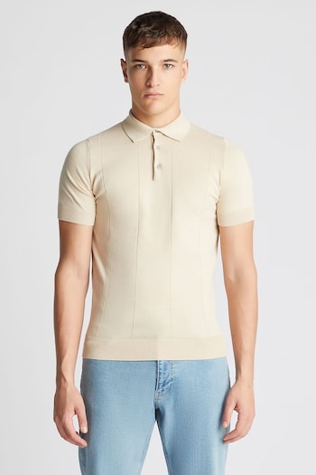 Remus Uomo Cream Slim Fit Knitted Cotton Short Sleeve sweatshirt Polo Shirt (B51497) | £75