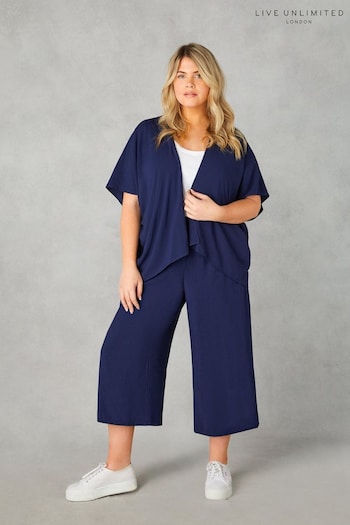 Live Unlimited Curve Blue Pull-On Cropped Trousers Waist (B51515) | £49