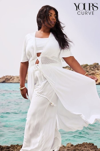 Yours Curve White Maxi Crinkle Cover-Up (B51576) | £29