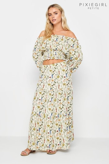 PixieGirl Petite and Floral Print Tiered Maxi Skirt (B51651) | £31