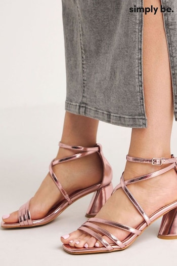 Simply Be Pink Cross-Over Front Strap Cylindrical Heels In Wide Fit (B51720) | £38