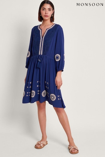 Monsoon Blue Alani Crochet Dresses (B51802) | £85