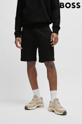 BOSS Black Cotton-Terry Regular-Fit Blazer Shorts With Logo Badge (B51811) | £89