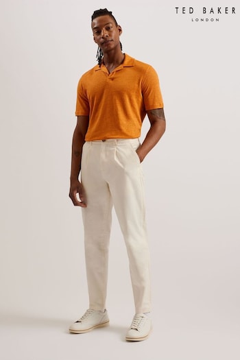 Ted Baker Orange Regular Flinpo Linen Polo Shirt (B51821) | £65