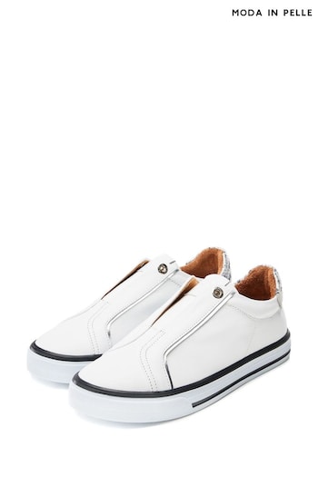 Moda in Pelle Bennii Elastic White Slip-Ons With Foxing Sole (B51895) | £119