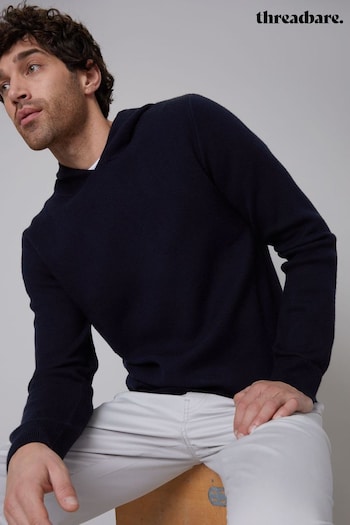 Threadbare Blue Luxe Knitted Pullover Hoodie (B52106) | £26