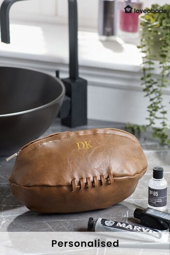 Personalised Rugby Shape Washbag by Love Abode (B52114) | £22