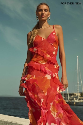 Forever New Orange Poppy Ruffle Gown (B52123) | £110