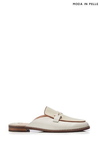 Moda in Pelle Ellajean Mule Slip On White Shoes With Trim (B52267) | £89