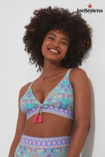 Joe Browns Blue Bright Tile Print Plunge Bikini Top (B52269) | £35