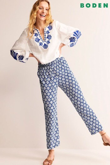 Boden Blue Crinkle Tapered Trousers (B52285) | £70