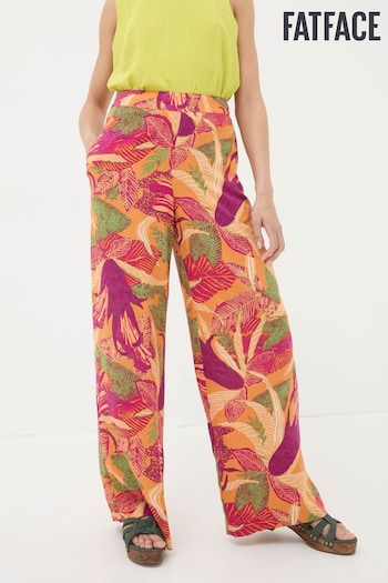 FatFace Orange Falon Tropical Floral Wide Leg Trousers (B52424) | £59