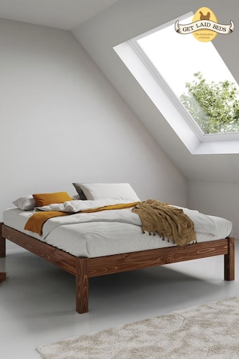 Get Laid Beds Coffee Bean Brown Platform No Headboard Solid Wood Bed (B52437) | £510 - £645
