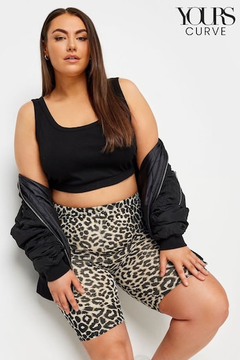 Yours Curve Black Limited Leopard Print Cycle Shorts (B52440) | £19