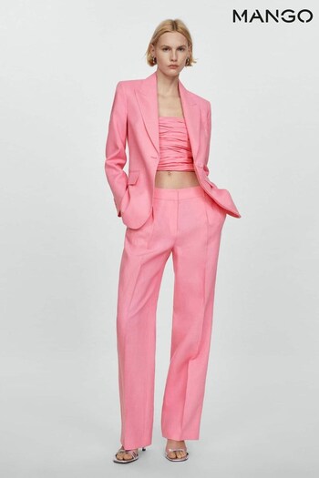 Mango Linen Pink houndstooth Trousers (B52502) | £80