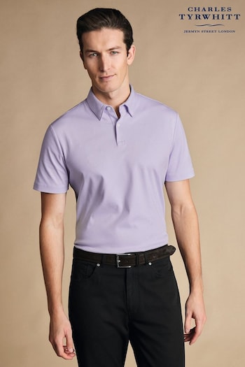Charles Tyrwhitt Purple Light Plain Short Sleeve Jersey Polo Shirt (B52569) | £60