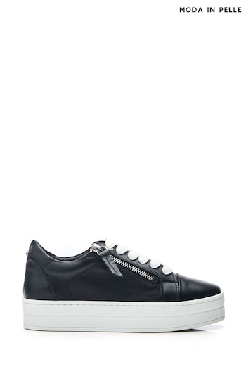 Moda In Pelle Abbiy Chunky Slab Sole Side Zip Lace Up Trainers (B52896) | £119