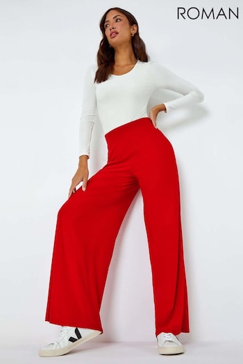 Roman Red Wide Leg Stretch Trousers with (B52920) | £26