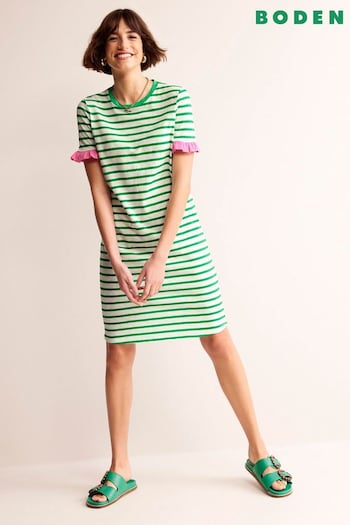 Boden Green Emily Ruffle Cotton Dress (B53021) | £55
