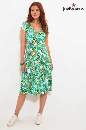 Joe Browns Green Swirl Print Knee-Length Jersey Wrap Dress (B53063) | £50