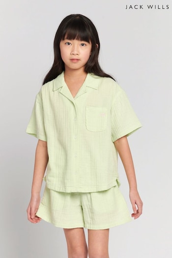 Jack Wills Relaxed Fit Girls Green Cuban Shirt (B53075) | £35 - £42