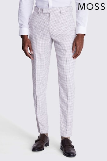 MOSS Tailored Fit Natural Houndstooth Trousers (B53100) | £90